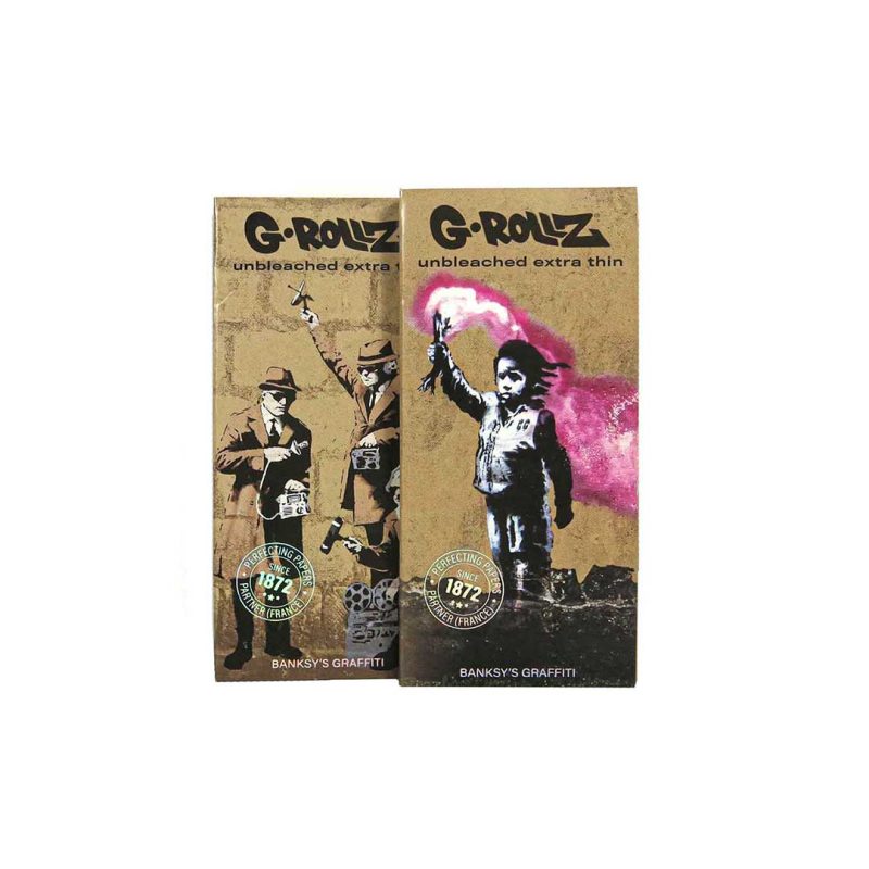 Banksy’s Graffiti KS Set 3 – Unbleached Extra Thin – 50 KS Papers + Tips & Tray Hârtie pentru țigări